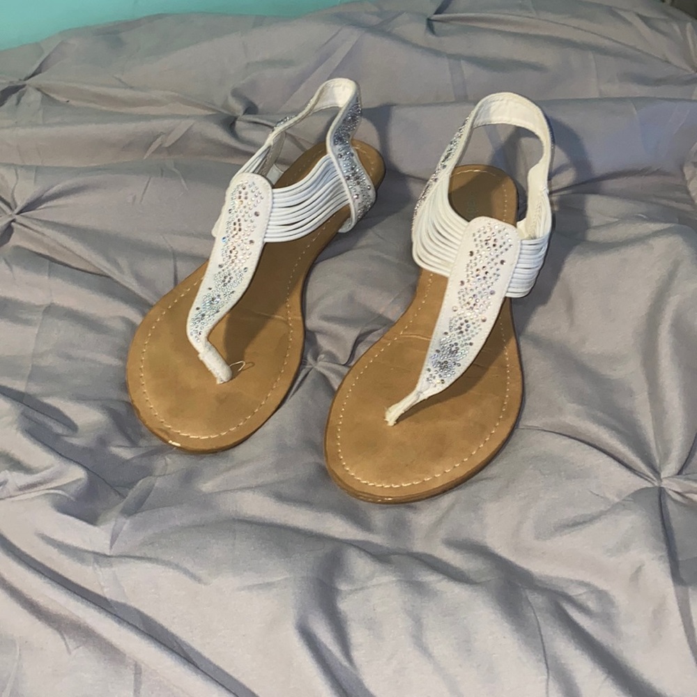 White sparkly dress sandals
